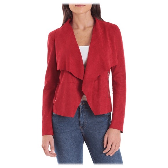 bagatelle Jackets & Blazers - Bagatelle Women's Scarlet Faux Suede Draped Blazer